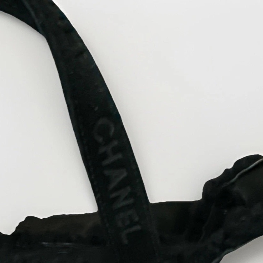 CHANEL Mouton Logo Handle Suede & Shearling Black Tote Bag - Picture 3 of 14